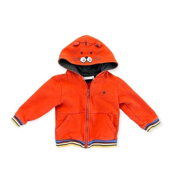 MAYORAL Orange Tiger Zip Up Top Sweatshirt, 12 mo - Picture 5 of 6
